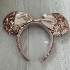 ディズニー　カチューシャ　スパンコール　ピンクゴールド
