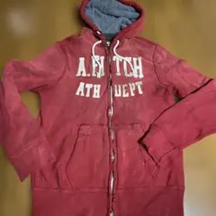 アバクロ フード付きパーカー ボルドー Lダメージ加工 y2k赤