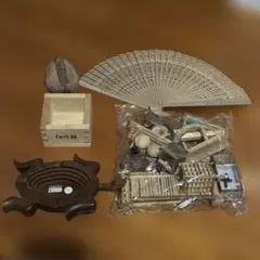 木製工芸品セット 亀型トレイ 扇子 枡 雑貨