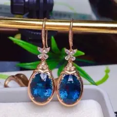 ⭐天然 トパーズ ダイヤ ピアス k 18 19.6ct