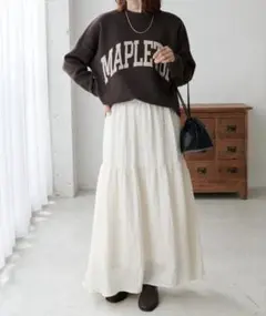 美品 Discoat WEB限定 サテンワッシャーティアードスカート