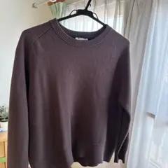 ダークブラウン リブ編みセーター