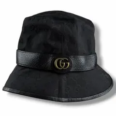 美品 GUCCI グッチ バケットハット 帽子 GG ハット キャンバス ロゴ