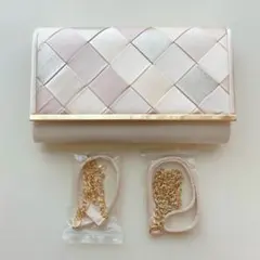 Dorry Doll ドリードール　編み込みサテンクラッチバッグ　ベージュ