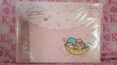 サンリオオリジナル　リトルツインスターズ　ふた付きファイルケース　ピンク星レトロ