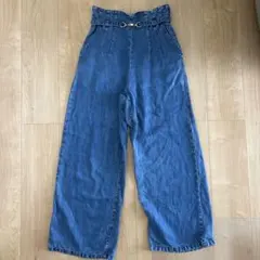 プロポーションボディドレッシングブルーワイドレッグデニムパンツベルト付のサムネイル