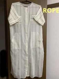 【ROPE】ストライプ柄 半袖シャツワンピース