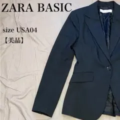 ZARA BASIC テーラードジャケット 黒 XS 美品 スペイン製 上品のサムネイル
