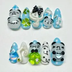 ネイルチップ ウィッシュコア y2k 平成女児 クローバー ショボーン パンダ