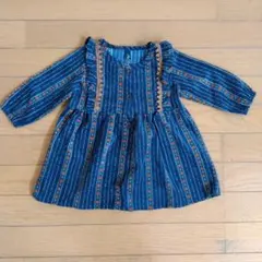 青色 ストライプ柄 ワンピース 80cm