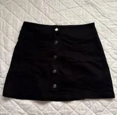 FOREVER 21 台形スカート フロントボタン　黒デニム