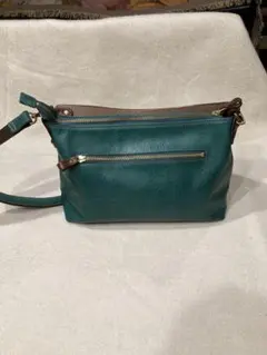 柄入緑色革2wayバック（ノーブランド）