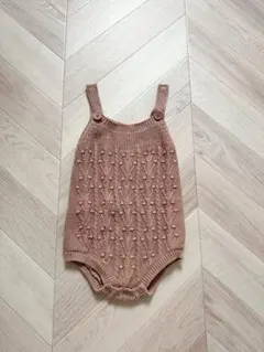 【美品】　mamaraku 70 ニットロンパース　ブラウン