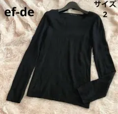 ef-de 細リブ　Vネック　ウール100％　ニット　サイズM