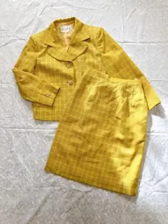 【最終お値下げ中】昭和レトロ バブリースーツ チェック柄 日本製 セットアップ