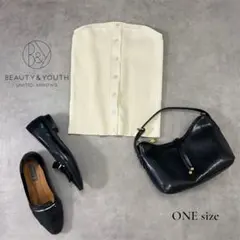 BEAUTY&YOUTH リブニットベアトップ ホワイト F S〜M相当