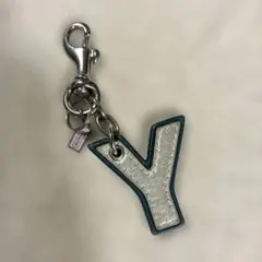 COACH コーチ レザー チャーム キーホルダー イニシャル Y