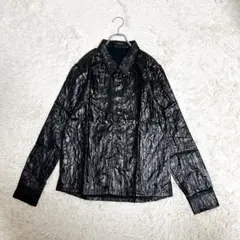 Custom Culture シワ加工 光沢 シャツジャケット 黒 48 Lのサムネイル