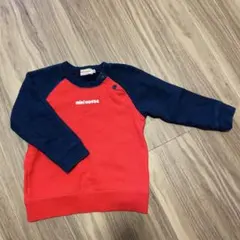 ミキハウス ロゴトレーナー レッド×ネイビー 90cm