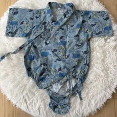 ベビー浴衣 夏まつり 甚平 70cm ブルー ジンベイザメ 魚 男の子