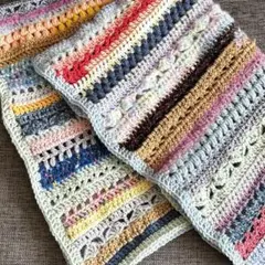 ブランケット　ひざ掛け　マルチカバー　かぎ針編み　ハンドメイド