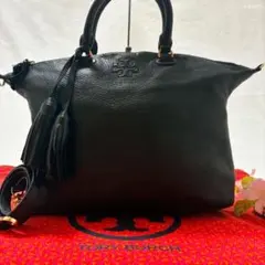 【美品】トリーバーチ サッチェル 2way ハンドバッグ レザー エンボスロゴ