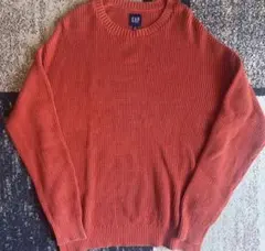OLD GAP 90s 00s コットンニットオレンジ 編み込みのサムネイル