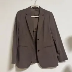 ユニクロ　ブラウン チェック柄 ダブルジャケット　テーラードジャケット