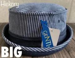 送料込 帽子 大きいサイズ ヒッコリー デニム ポークパイ ハット 男女兼用