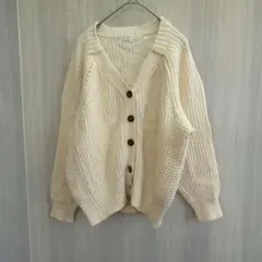 グローブ カーディガン ニットカーディガン ボレロ 綿 ホワイト Mサイズ