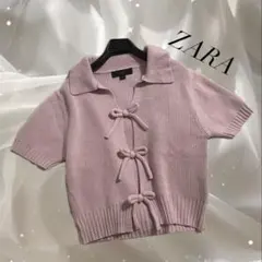 ZARA リボン付きニット半袖