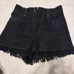 ZARA ブラック フリンジショートパンツ EUR 36