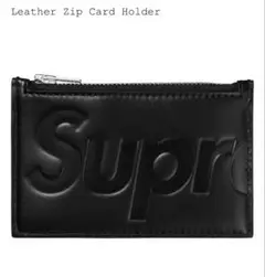 最安値‼️Supreme Leather Zip Card Holder 黒