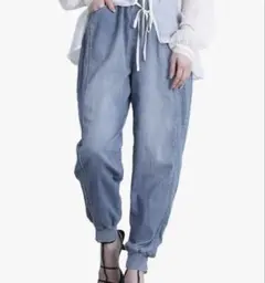 n'OrLABEL ノアールレーベル　冷感　デニムパンツ ウォッシュブルー