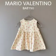 美品【マリオバレンチノ】BABY90黄色花柄　ノースリーブワンピースコーデュロイのサムネイル