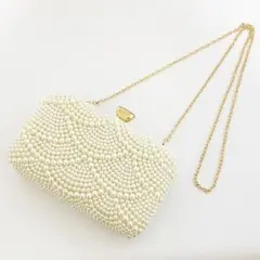 【新品】結婚式　クラッチバッグ　ショルダーバッグ　ハンドバッグ　パール　ホワイト