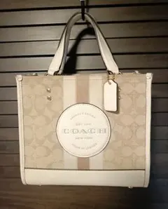 美品✨COACH コーチ デンプシー トートバッグ シグネチャー ホワイト