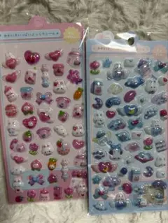 かわいさいっぱいぷっくりシール　ボンボンドロップ立体シール　ピンク　ブルー　2点