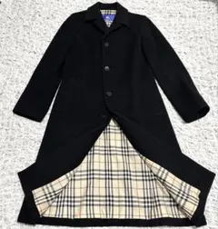 バーバリーブルーレーベル　ロングコート　カシミア混　ウール　ブラック　黒　38