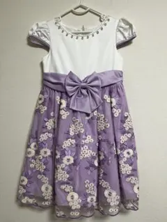 motherways キッズドレス パープル 花柄刺繍120cmのサムネイル