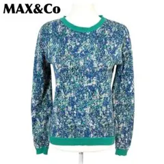 美品 MAX&Co 長袖ニット セーター M相当 青×緑 総柄