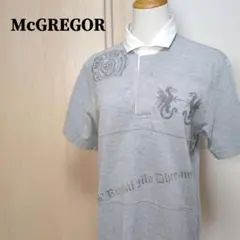 【ヴィンテージ90s】マックレガー　ロゴプリントラガーシャツ　ポロシャツ　グレーのサムネイル
