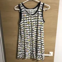 ミニワンピ　ボーダー×花柄タンクトップ　M