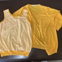 美品　ファヌル　ボストンナイン　２点セット　鮮やかひまわり色　使える　綿100%のサムネイル