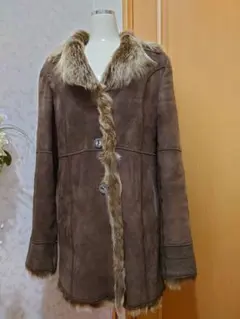リアルムートンコート ミドル丈 美品 表革仕様 ブラウン 雨雪に強い 