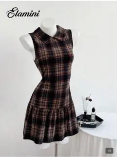 【新品・未使用‼️】SHEIN チェック柄 ミニドレス ミニワンピース 襟付き