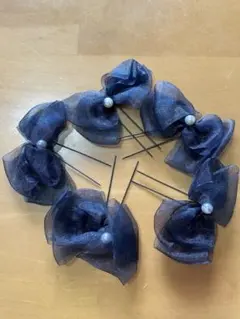 ハンドメイド・パール付きリボン　5個組