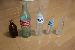 コカ・コーラ、ファンタなどレトロ空き瓶5本セット