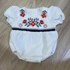 半袖ロンパース　花柄刺繍