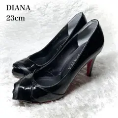 美品■DIANA【23】オープントゥ リボン レッドソール パンプス ヒールのサムネイル